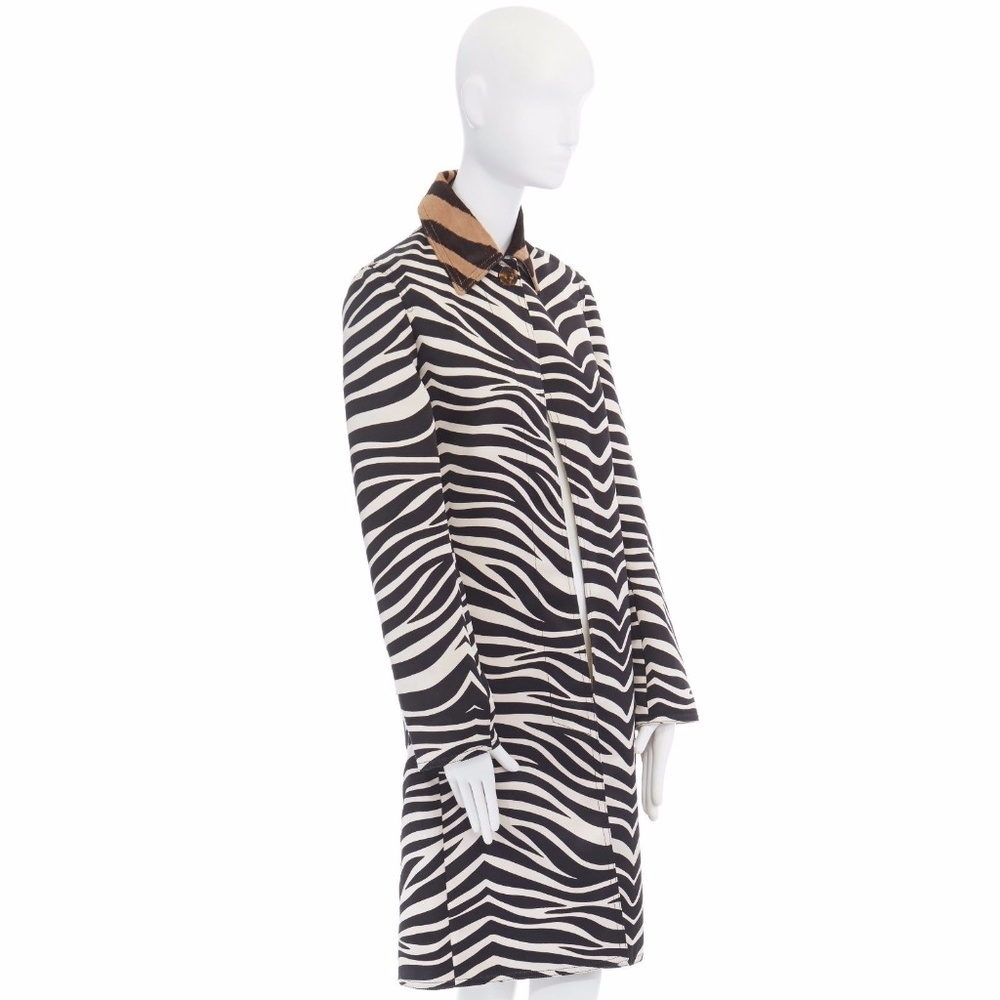 Celine zebra coat with hair calf collar